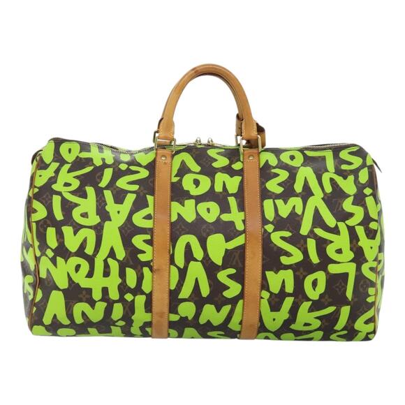 LOUIS VUITTON Monogram Graffiti Keepall 50 Boston Bag Vert M93700 - Picture 2 of 16